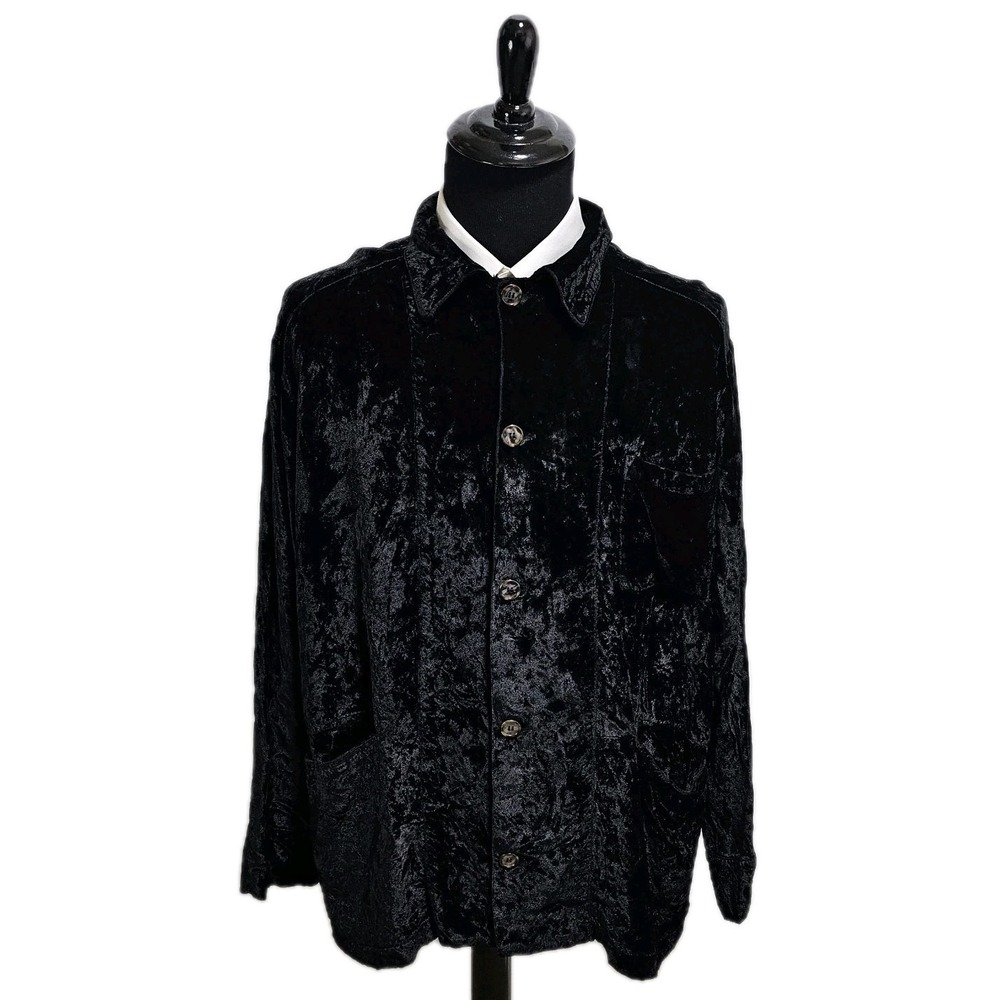 Vtg CP Shades Velvet Coat Mens L Button Up Casual  Blazer Jacket Rayon Shiny